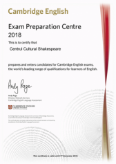 Preparation Centre Certificate 2018